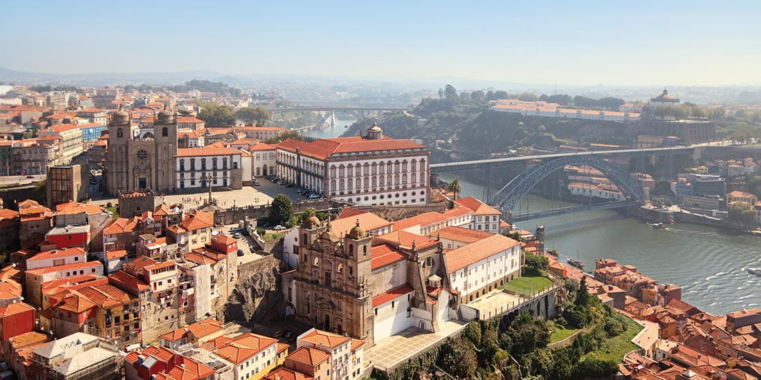 The red roofs of Porto on the Douro river, Portugal